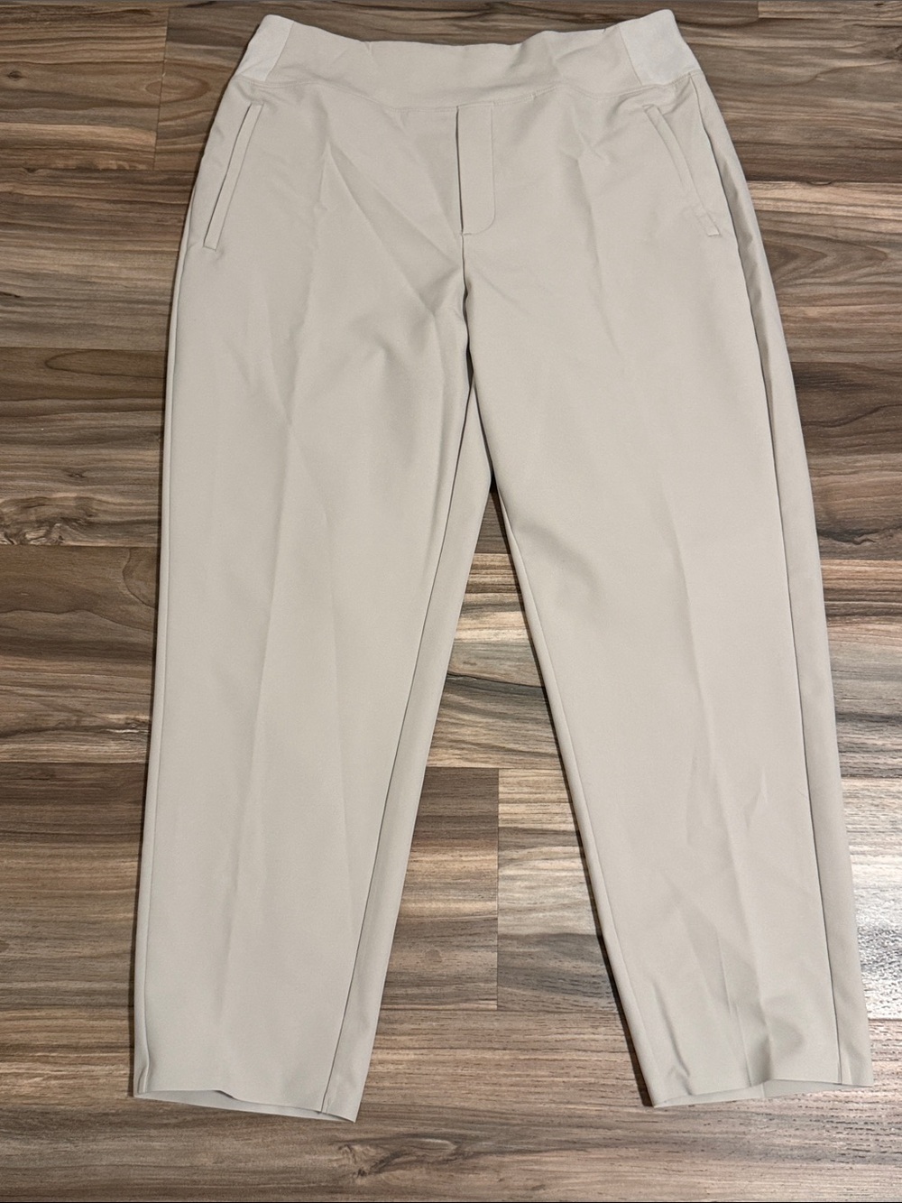 Athleta Endless High Rise Pant Womens 14 Beige Tapered Travel Career